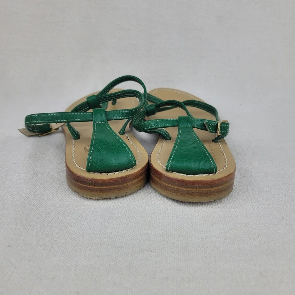 Inga Sirmione Green Leather Strappy Thong Sandals Made in‎ Italy Womens 36